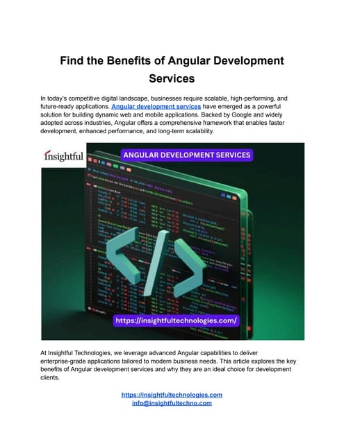 Unlocking the Benefits of Angular Development Services for Scalable Applications | PDF