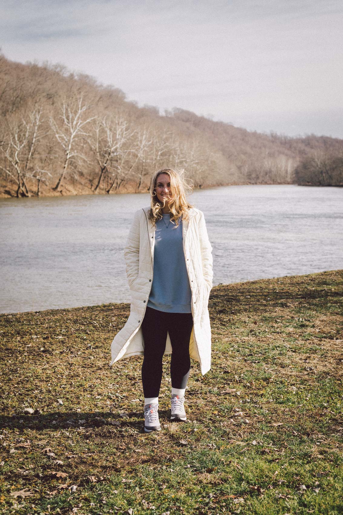 White Long Puffer Jacket Outfit - Allyn Lewis