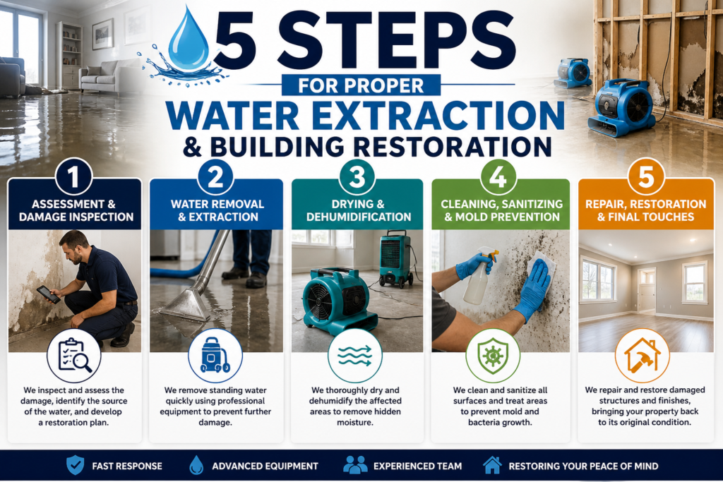 5 Steps for Proper Water Extraction & Building Restoration - Factors Influencing Water Damage Restoration Costs